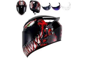 HTLNUZD Full Face Motorcycle Helmet Racing Motocross Helmets with Pinlock Compatible Clear&Tinted Visors DOT Model Approved Street Bike Helmet