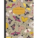 Vintage Aesthetic Moth Composition Notebook: 8.5 x 11 Inches, Large College Ruled Book For Adults