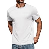 COOFANDY Men's Cotton Pocket Tee Shirts Soft Crew Neck Stretch T Shirt Plain Casual Short Sleeve Summer Basic Tops