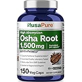 NusaPure OSHA Root Extract 1500 mg per Vegan Caps - 150 Count (10:1 Extract, Non-GMO, Vegan, Bioperine) Ligusticum Porteri