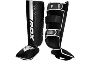 RDX Shin Guards for Kickboxing, Muay Thai, MMA Fighting and Training Pads, Maya Hide Leather Kara Instep Foam Protection, Leg