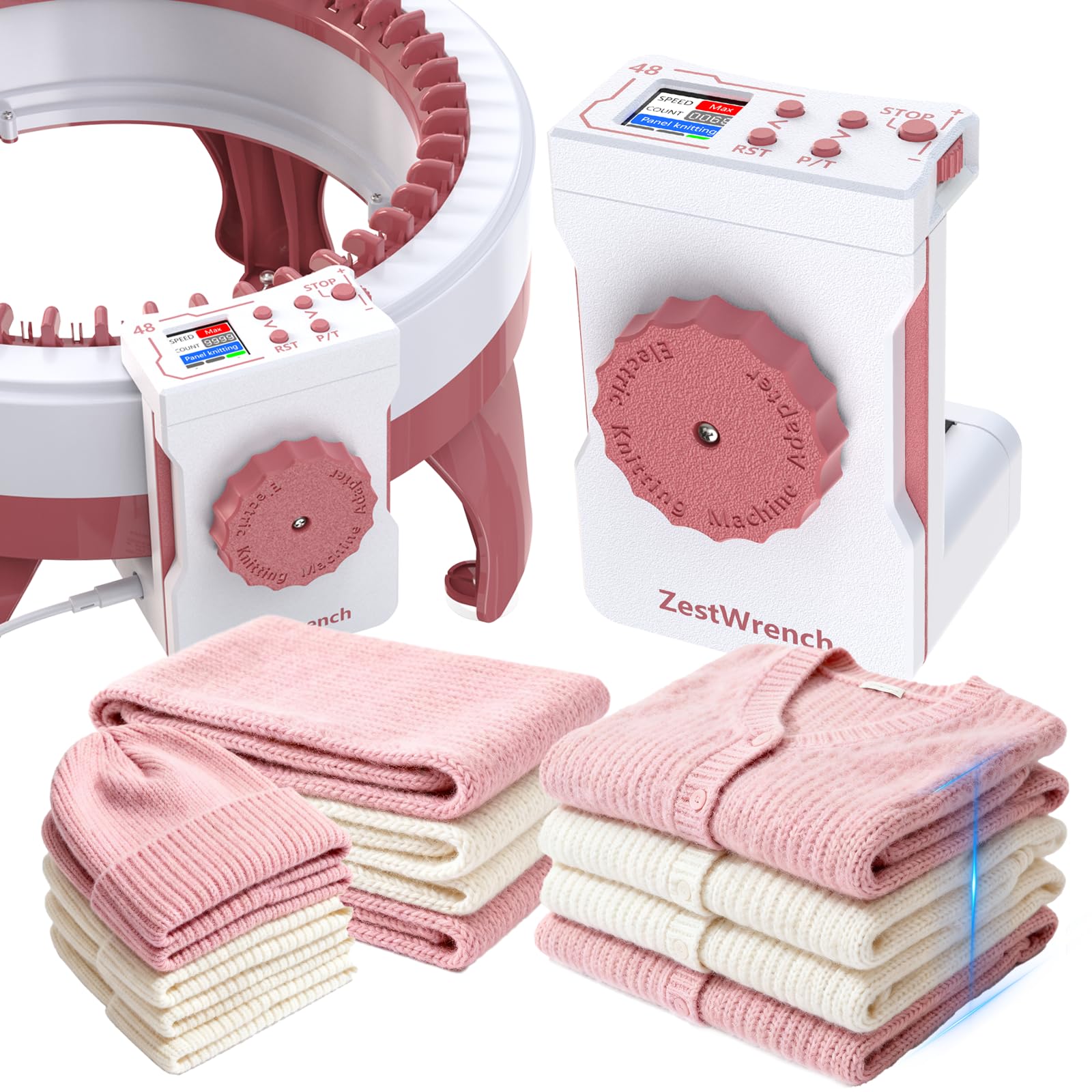 Photo 1 of [2025 Upgraded] zestwrench Electric Knitting Machine Adapter for Sentro Knitting Machine 48, LCD Panel & Row Counter, Flat/Circular Dual Mode, Variable Speed Motor Accessories for Most Yarns