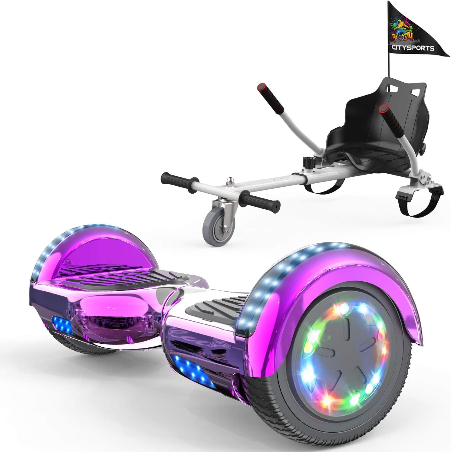 COLORWAY Self Balancing Scooter 6.5'' - Hoverboards Electric Scooter Off-Road - Bluetooth Speaker LED lights & 700W Motor + Hoverkart Gifts for Kids