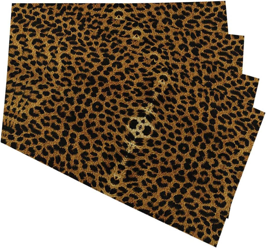 Mugod Leopard Placemats Sexy Leopard Print Decorative Heat Resistant Non-Slip Washable Place Mats for Kitchen Table Mats Set of 4 12"x18": Home & Kitchen