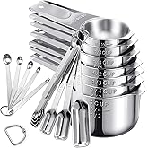 AMOHEE 20Pcs Measuring Cups and Spoons Set, Includes 7pcs Stainless Steel Measuring Cups, 12 Measuring Spoons with Leveler for Cooking & Baking, Dishwasher Safe