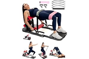 DARCON Hip Thrust Machine & Sissy Squat Machine - Hip Thrust Bench, Glute Machine - Squat Workout Machine, Booty and Legs Builder, Glutes Workout Equipment for Home-Gym with 4 Rope Band
