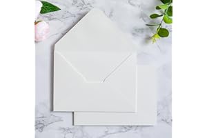 PONATIA 50 PCS A7 Envelopes, 5.25 x 7.25'' Matte Ivory Envelope, Perfect 5x7 Envelopes for Wedding Invitation Cards, Christma