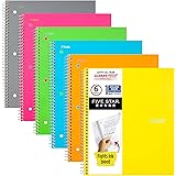 Five Star Spiral Notebooks, 1 Subject, College Ruled Paper, 100 Sheets, 11 x 8-1/2 inches, Assorted Colors, 6 Pack (38057)
