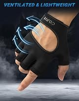 COFIT Ventilated Workout Gloves Curved Open Back Lightweight Black M view 2