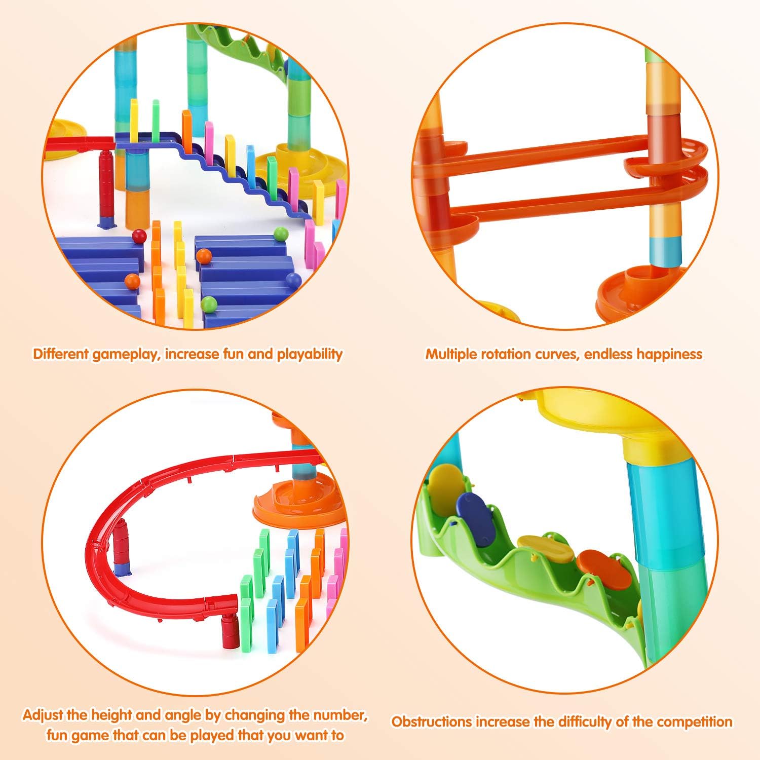 Ucradle Marble Run, 222 Pcs Marble Run Toy Marble Run Building Blocks