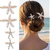 Matwsec 4PCS Starfish Hair Clip Rhinestone Pearl Starfish Hair Clip for Women Girls Bride Wedding Birthday Gifts Beach Hair Accessories