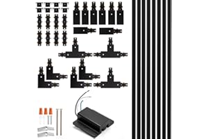 H Track Lighting Rails Kit - iCreating 26ft Black Track Light Track 3 Wire with Floating Canopy Connector, I and L Connectors for Single Circuit H Type LED Track Lighting Heads Fixtures