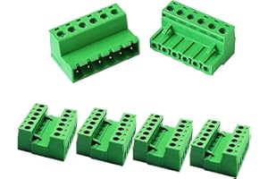 KUOSBIU 5 Sets 6 Pin 5.08mm Pitch DIY PCB Mount Screw Terminal Block Connector, Pluggable Quick Male and Female Connector-Phoenix Type Connector for 24-12 AWG
