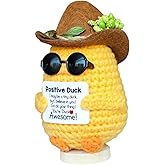 WLVGR Positive Duck Decor, Crochet Duck Gifts, Mini Positive Crochet Animals, Positive Potato, Support Pickle Emotional Home Decor, Birthday Gifts for Boyfriend, Best Friend, Brother, Father, Men