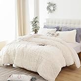 Smoofy Fluffy Full Size Comforter Set, Faux Fur Comforter Set, Luxury Fuzzy Bedding Set, Soft Shaggy Full Bed Set for All Season, 3 Pieces - 1 Comforter & 2 Pillowcases, Beige