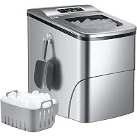 Ice Maker Machine, 26 Pounds in 24 Hours, 9 Ice Cubes Ready in 6 Minutes, LCD Display & Self-Cleaning Function…