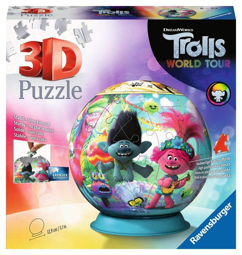 Ravensburger Trolls 2 World Tour 3D Jigsaw Puzzle Ball for Kids Age 6 Years Up - 72 Pieces - No Glue Required