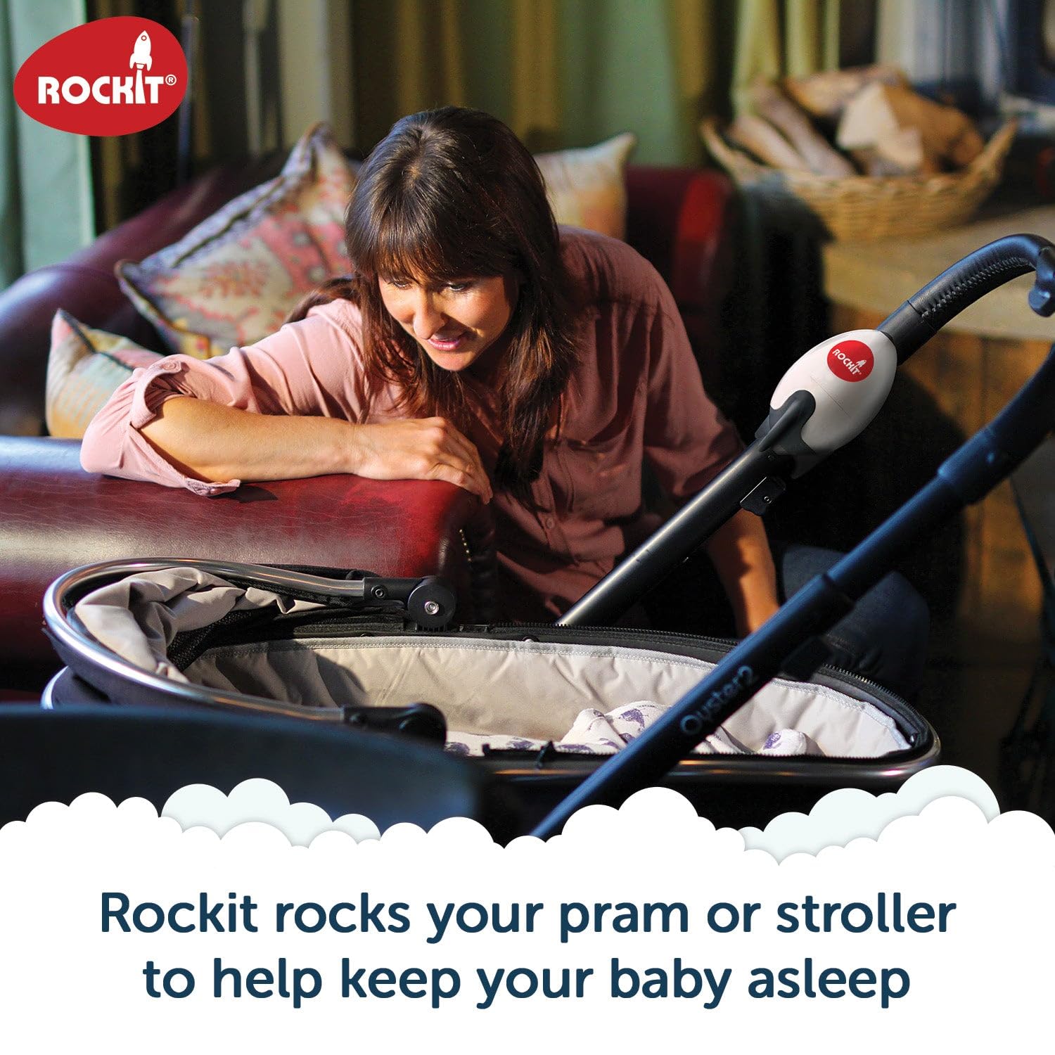 Rockit Rocker (AA Battery Version) - Baby Sleep Aid Gently Rocks Any Stroller or Buggy, Adjustable Speed with 60 Minute Timer - Fits All Pushchairs & Prams to Create a Portable Baby Bouncer