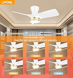 OPONL 30" White low profile Ceiling Fan with