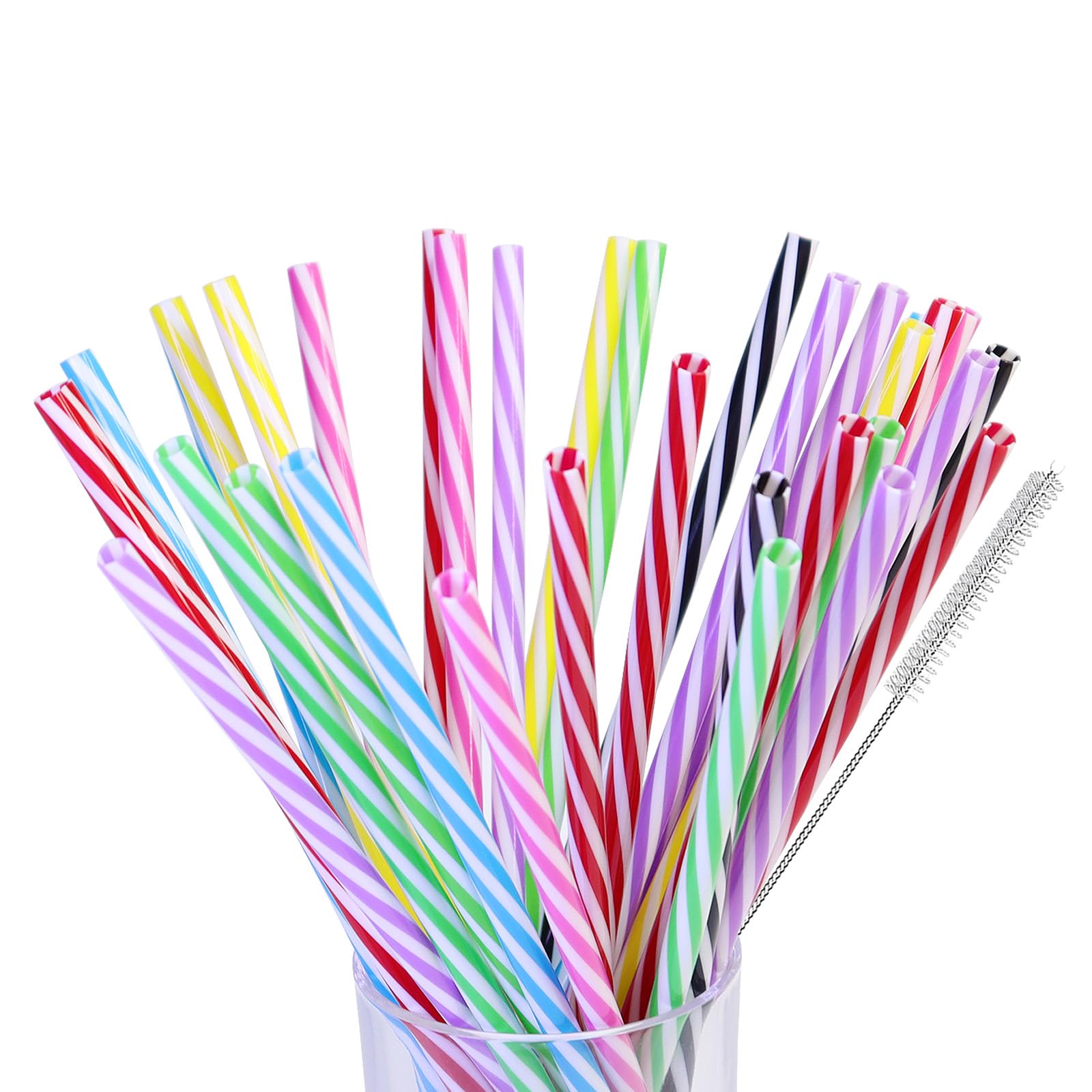 100 pcs Reusable Plastic Straws, Straws Drinking Plastic, Drinking Straws for Smoothies, Juice, Cocktail, hot Drink (0.25 inch Diameter, 9.05 inch Long) (multicolor-100)