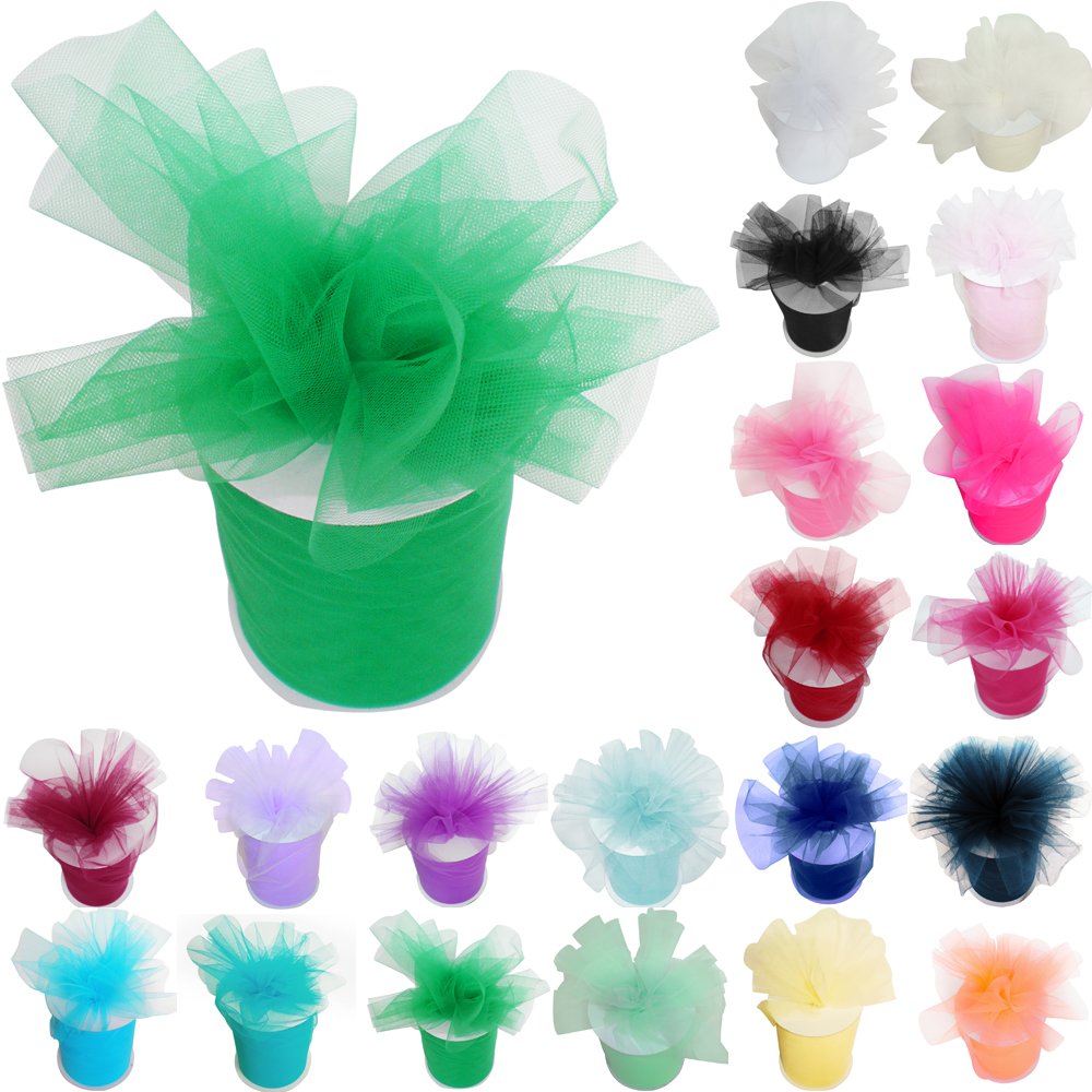 Time to Sparkle 6 Inchs x 100yards/300FT Tulle Roll Spool Tutu Party Birthday Wraping Crafts Bridal Bow Skirt Wedding Decor, Green — image 1