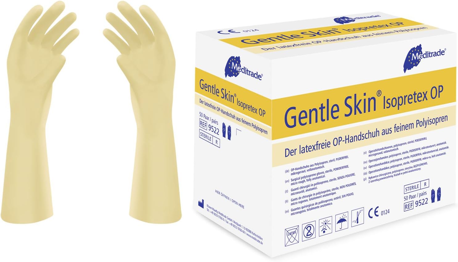 Meditrade95227 Gentle Skin Isopretex Polyisoprene Latex Op Glove, Sterile, Powder Size 7 (50 Pack)