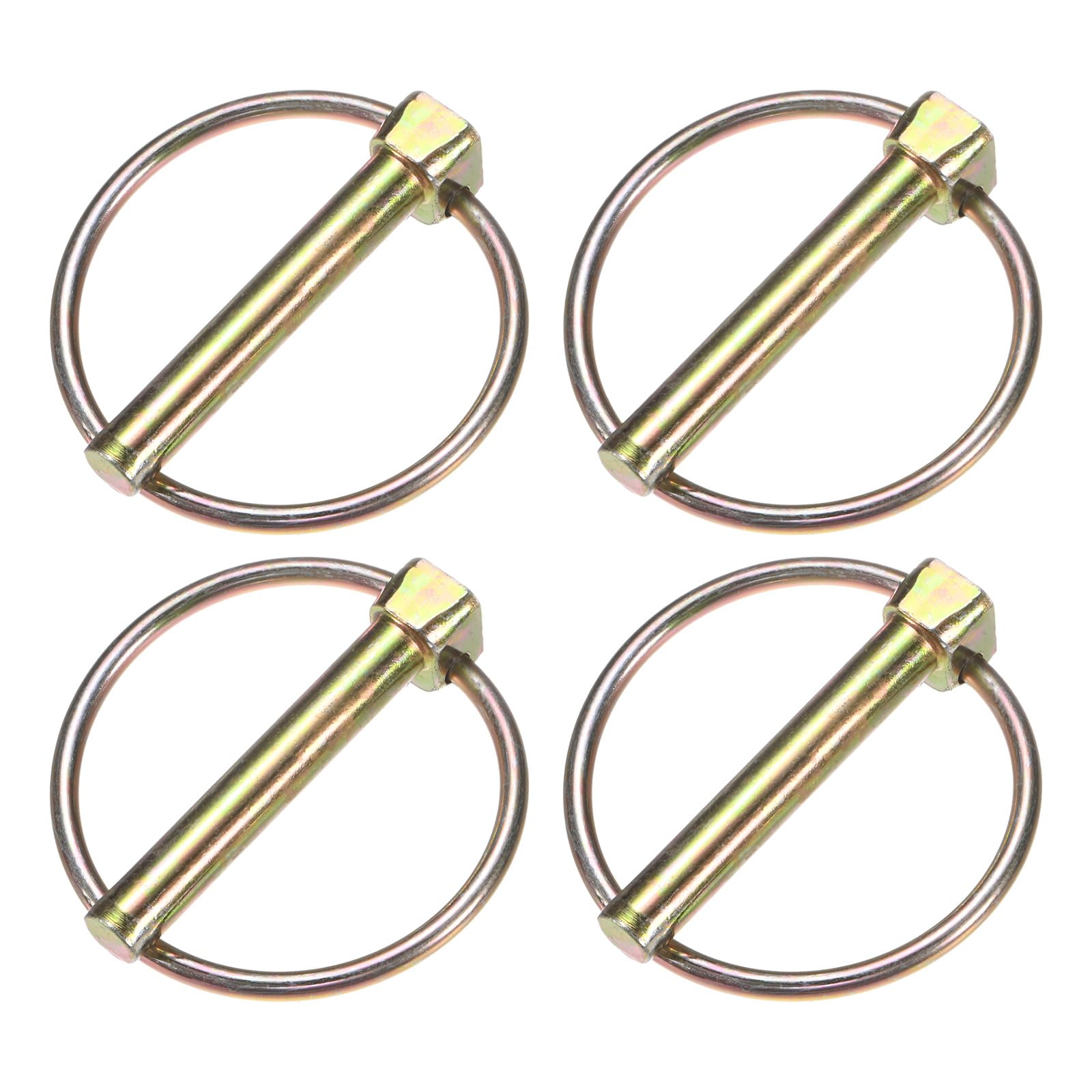 M METERXITY 4-Pack 5/16" Linch Pin with Ring, 1-31/32" Carbon Steel Lynch Pin Trailer Pins for Boat/Truck/Tractor/Trolley/Lawn Mower, Lock Clips Fastener Pin [8x50mm, Colored Zinc]