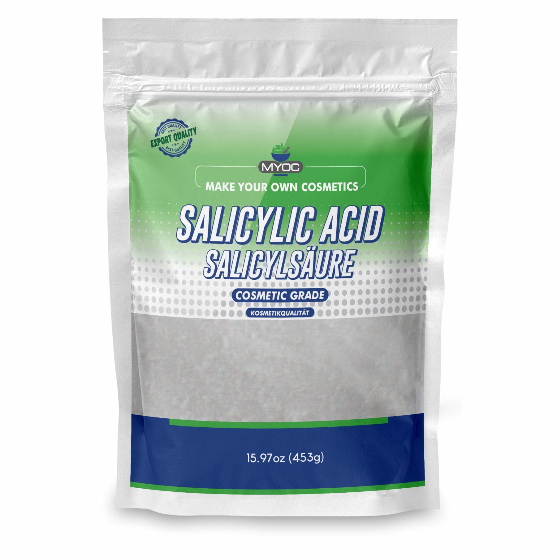Myoc salicylic Acid Powder | Pure Original Ingredients with no adulterants, Cosmetic Grade for DIY Skincare & Industrial use - 453 gm
