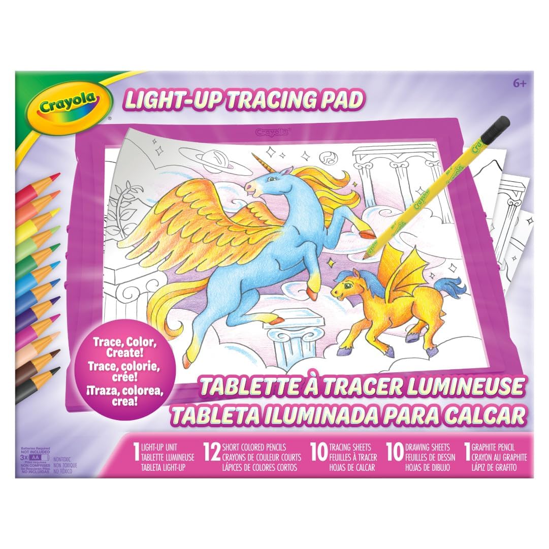 Crayola Light Up Tracing Pad Pink, Best Birthday, Holiday & Christmas Gifts for Girls & Boys, 6, 7, 8 Year Olds, Kids Toys, Light Box Art Kit for Kids [Amazon Exclusive]