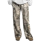 HOCANDY Women Wide Leg Camo Sweatpants Drawstring High Waisted Camouflage Sweat Pants Baggy Fleece Camo Pants with Pockets