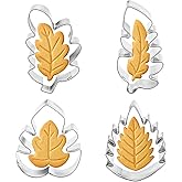 Tropical Leaves Cookie Cutter Set, 4 Pcs Oak Leaf, Monstera Leaves, Fern, Fondant Biscuit Cutters Stainless Steel Cookie Cutters