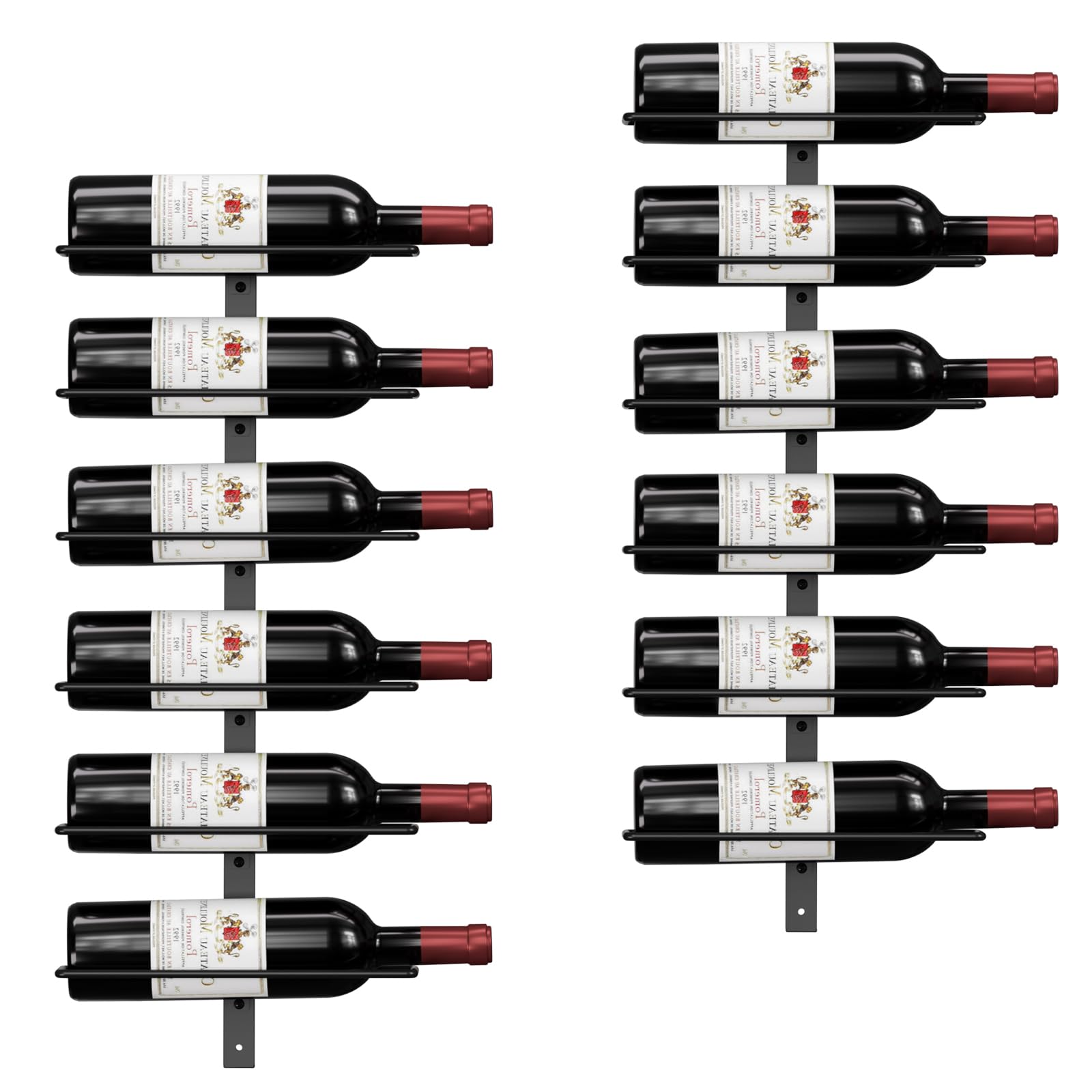 TJ.MOREE Wine Rack Wall Mount for 12 Bottles - Metal Holder for Wine, Champagne, Liquor Storage - Heavy Duty Display Rack for Home Bar, Kitchen, Cellar