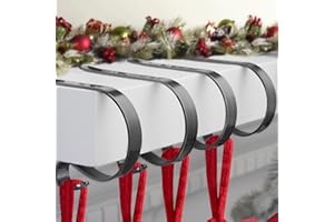 MSHALADE Christmas Stocking Holders for Mantle Set 4, Scratch-Free Christmas Stocking Holders for Fireplace Mantle,Multi-uses Stocking Hooks for Mantle,Mantel Stocking Holders Clip for Xmas Party Decorations