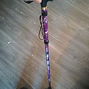 Purple Floral Folding Walking Stick: Lightweight Adjustable Cane