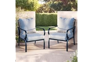 Seekverse 2-Piece Metal Patio Loveseat Set, Heavy-Duty Steel Frame & Plush Cushions for Outdoor Sofa Sectional, Deck, Balcony Furniture, Beige