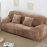 Teynewer Thick Velvet Sofa Covers 1 Seater Khaki High Stretch Non-Slip view 7