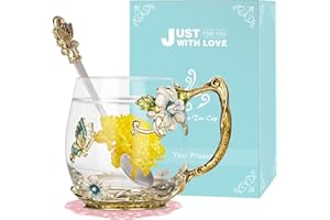 Mothers Day Gifts for Mom Wisolt Glass Tea Mugs for Women Grandma Sister Coworker Teacher Friend Glass Coffee Mug with Spoon Set Christmas Gifts for Women Anniversary Valentines