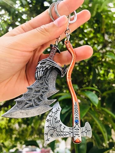 Mullike God Of War Keychain Kratos Leviathan Axe Keychain Blades