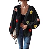 GORGLITTER Women's Flower Cute Cardigan Sweaters Y2K Open Front Long Sleeve Knit 90s Outfits