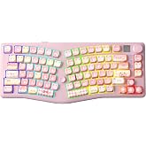 LEOBOG A75 Wireless Mechanical Keyboard, 75% Split Alice Layout, Hot-Swappable RGB Backlit with Knob &amp; Cat Keycaps, 2.4G/USB-C/BT5.0 Cute Creamy Gaming Keyboard - Barbie Switch, Pink