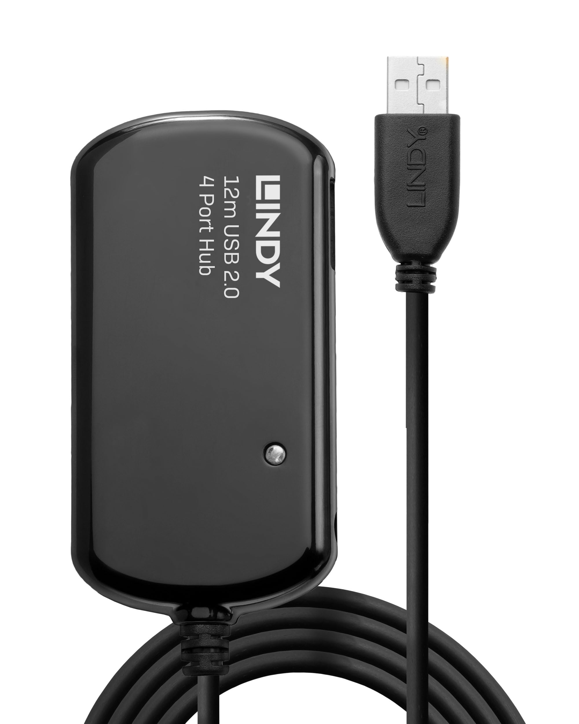 Lindy 12m USB 2.0 Active Extension 4 Port Hub Pro, Long Distance Repeater, Extends 4 USB devices, PCs, Laptops, Xbox, PS4, PS5, VR Headset, Printer, Scanner, Webcam, Interactive Whiteboards