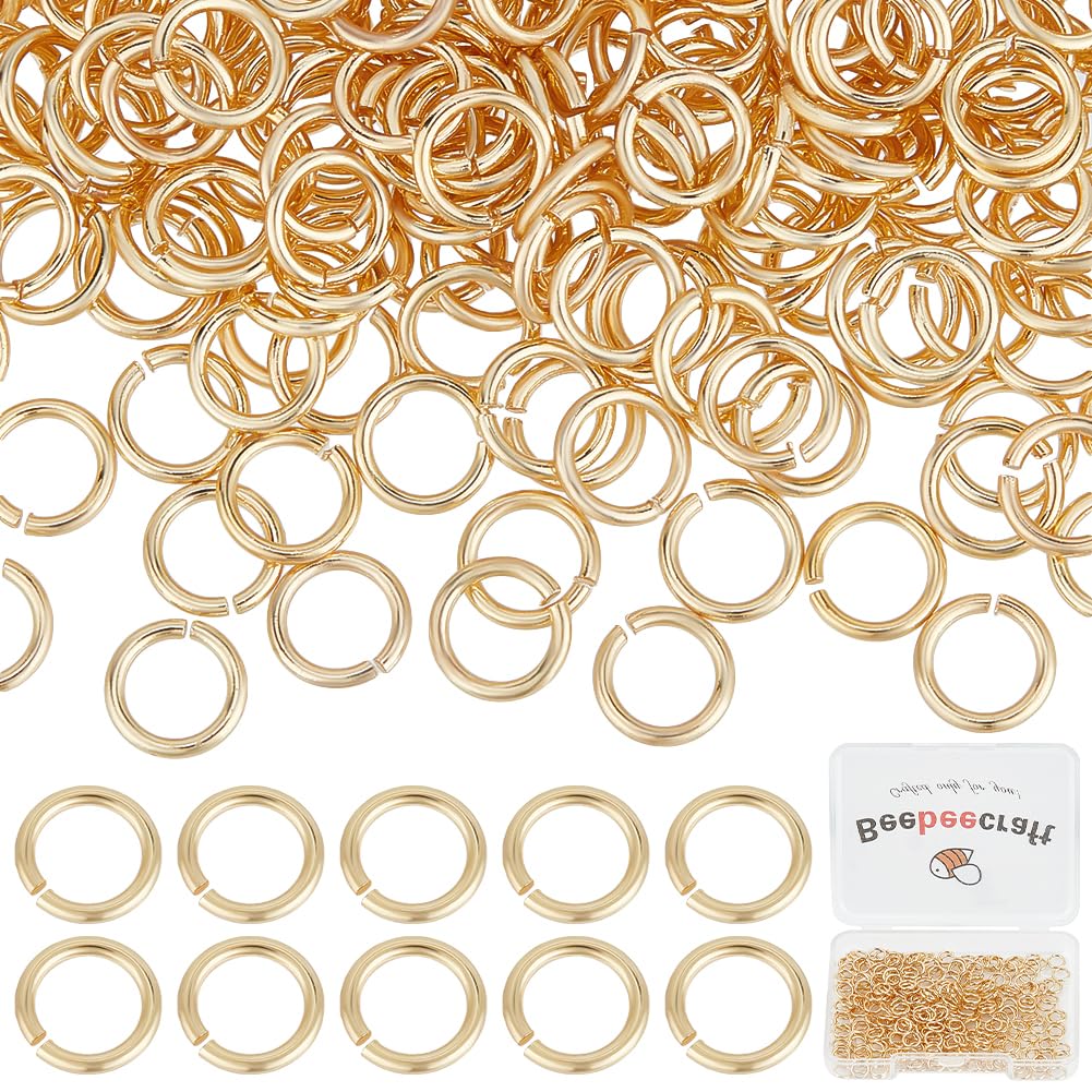 Beebeecraft 1 Box 300Pcs Open Jump Rings 14K Gold Plated Brass 5mm Single Loop Jump Rings for Jewellery Making