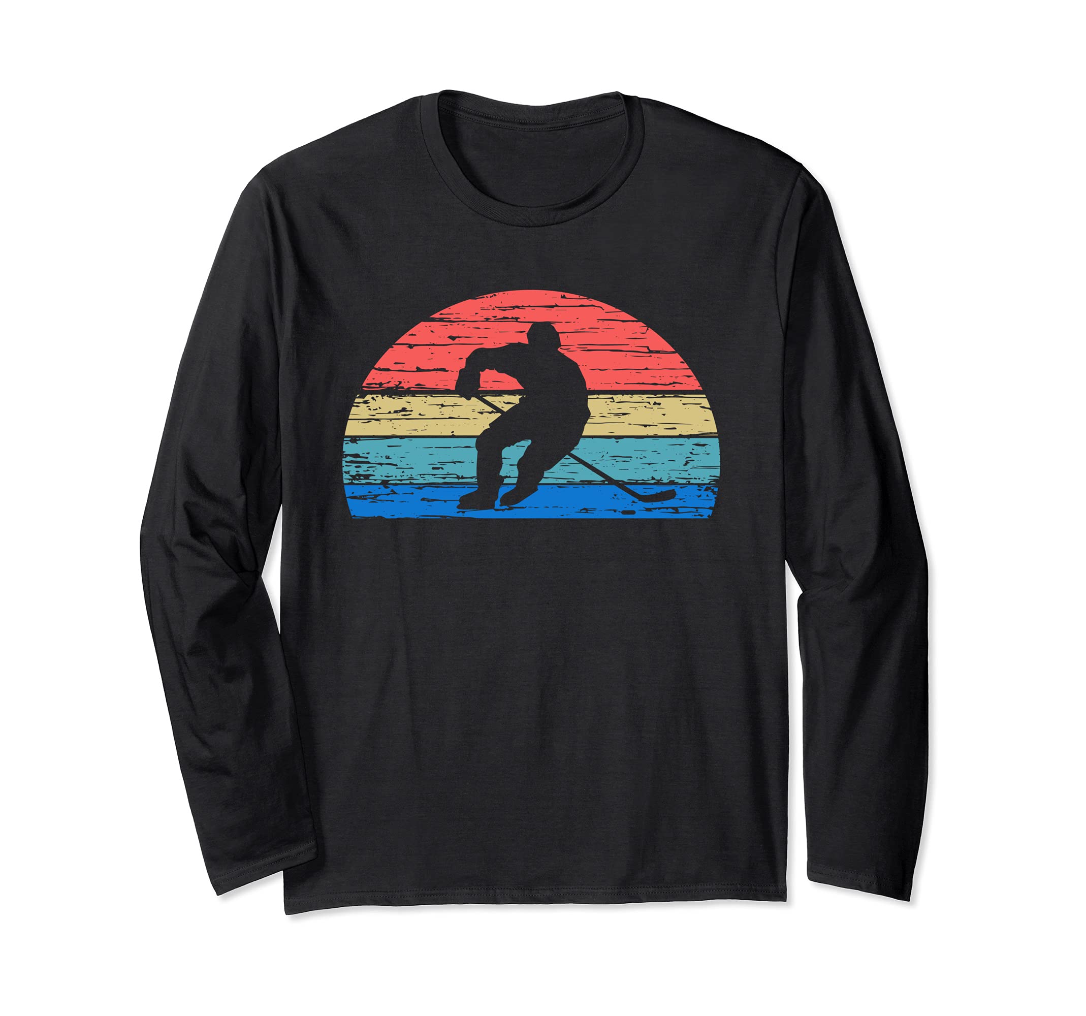 ICE HOCKEY PLAYER FAN RETRO SUNSET VINTAGE STYLE STICK Long Sleeve T-Shirt