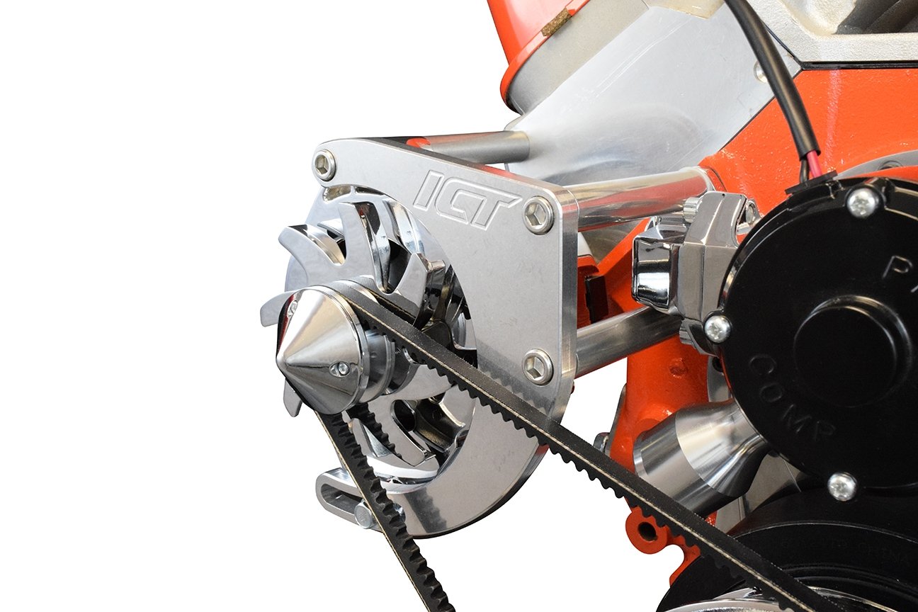 ICT Billet BBC Alternator Bracket Adjustable Electric Water Pump Low