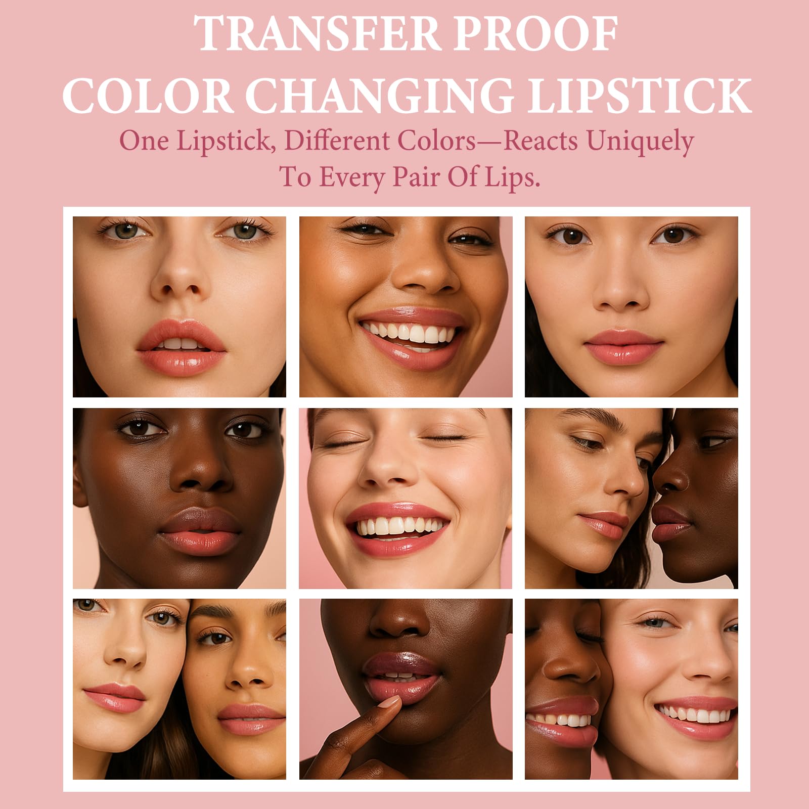 EELHOE Transferproof Color Changing Lipstick for Women Long Lasting Moisturizing pH Lipstick Change Color Transfer-Proof Wear with Clear Gold Foil Waterproof