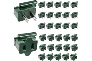 VICAMB 30PCS SPT-2 Christmas Female and Male Light Slip Plug Electrical Vampire Plug Zip 15 Male and 15 Female Gilbert Plugs Set, Christmas Light Plugs Ends for Outdoor Xmas Holiday Party