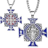 Zaruiqun St Benedict Necklace S925 Sterling Silver Saint Benedict Exorcism Necklace Catholic Jewelry Gifts for Men Women