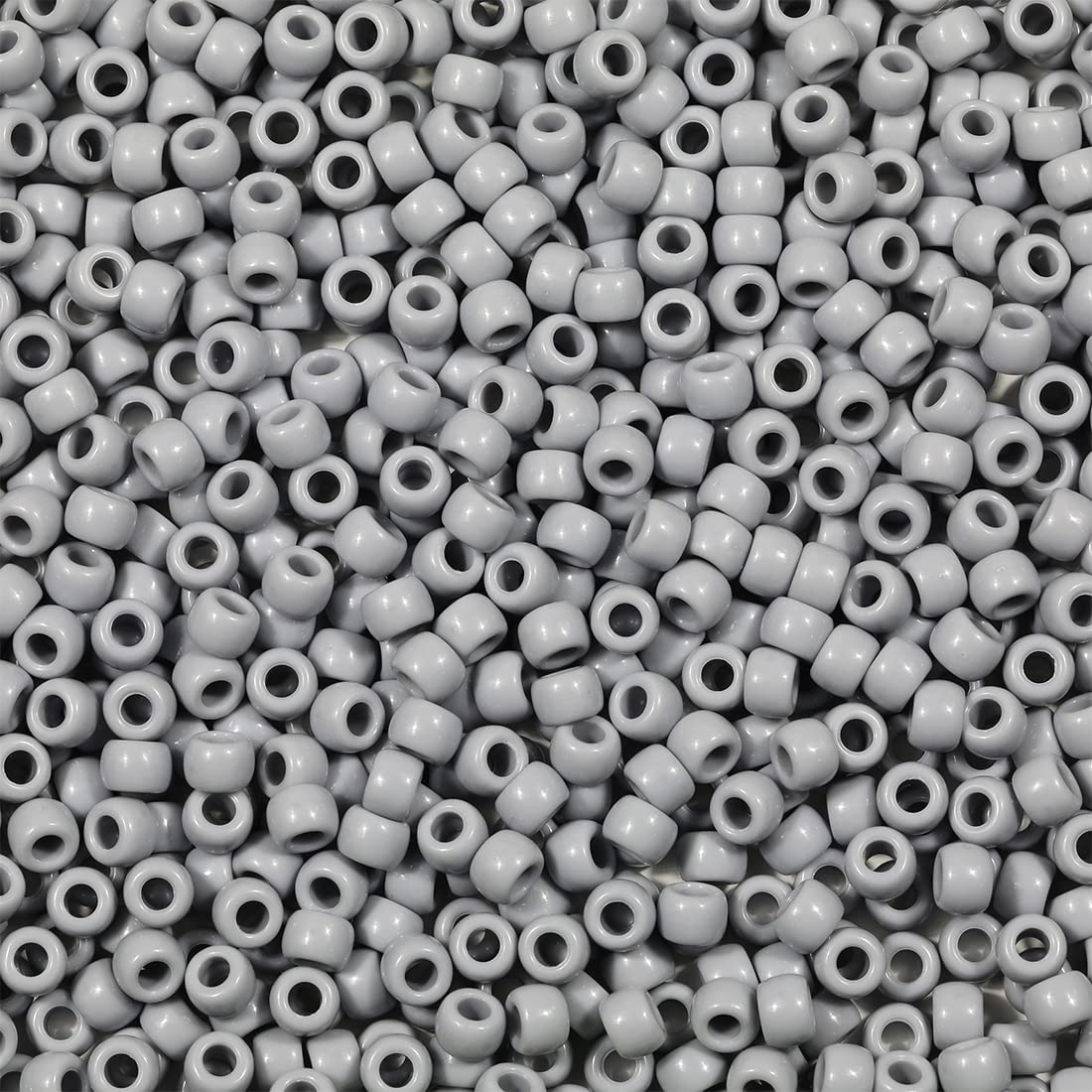 Bala&Fillic Size 6x9mm Grey Pony Beads with Smooth Surface Total 1000pcs Craft Pony Beads for Making Bracelets (Grey)