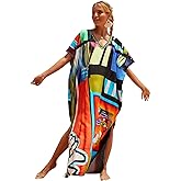 CHERRY CAT Women Beachwear Long Beach Coverups Kaftan Casual Caftan Swimwear Cover ups