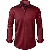 Alimens & Gentle Men's Dress Shirts Long Sleeve Wrinkle-Free Stretch Shirts Solid Formal Button Down Shirt with Pocket